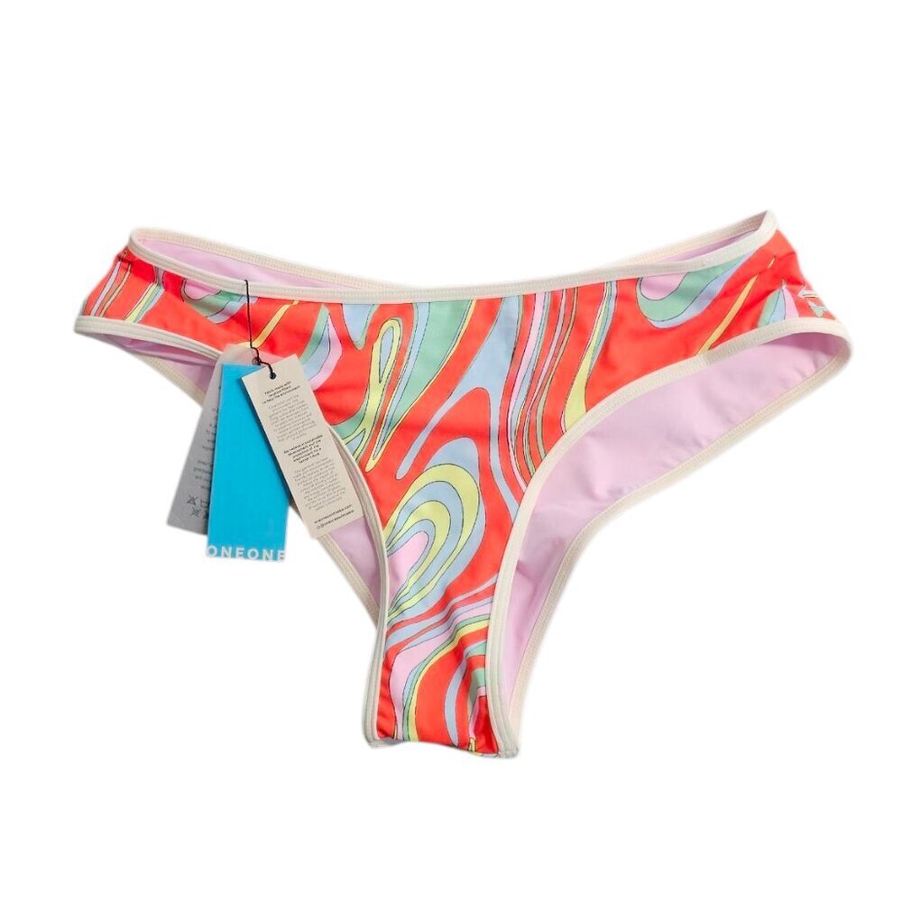 ONEONE Pyschedelic Swirl Bikini Bottoms, Cheeky, Resortwear, Vacation, Size L
